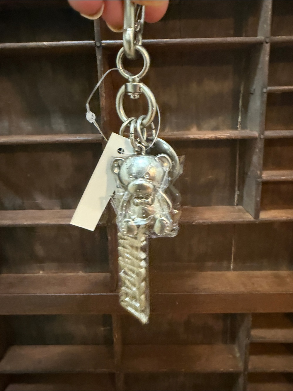 NWT Silver Tone Teddy Bear Steve Madden Keychain